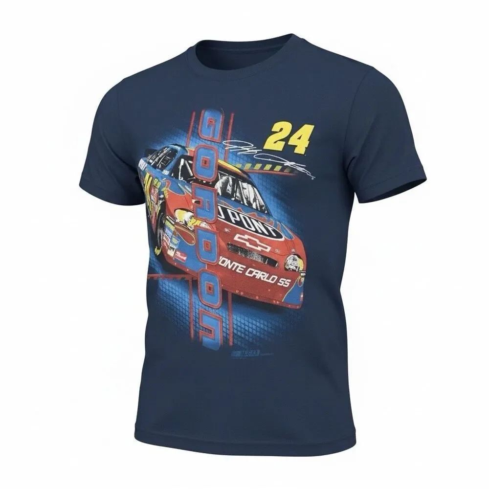 Jeff Double Side Racing Tee Jeff Gordon Mens M Chase 2007 NASCAR navy Blue
